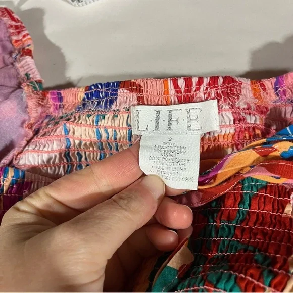 Life Brand Colorful Women's Bohemian Puff Sleeve Crop Top Small - Picture 5 of 7